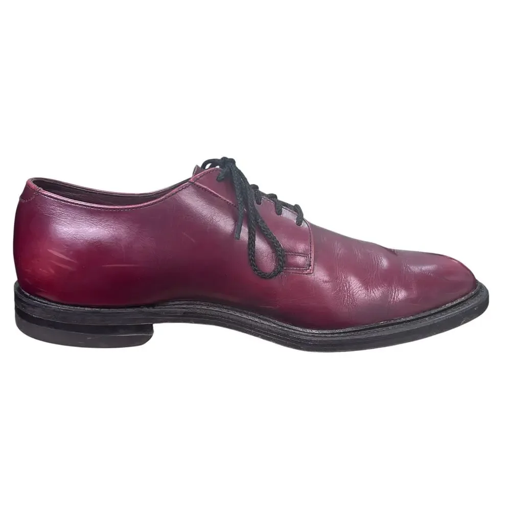 Vintage Allen Edmonds Leeds Burgundy Plain Toe Blucher Dress Shoes Mens 10.5 D/B
